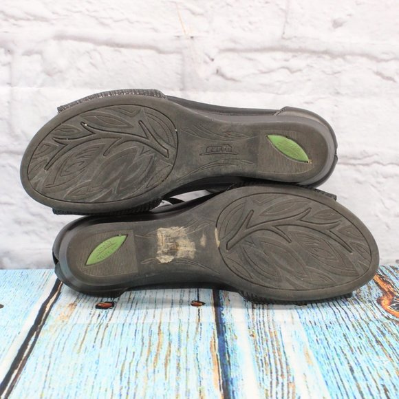 Earth Hera Gray Leather Adjustable Ankle Strap Sandals Size 7.5 B - Picture 7 of 9